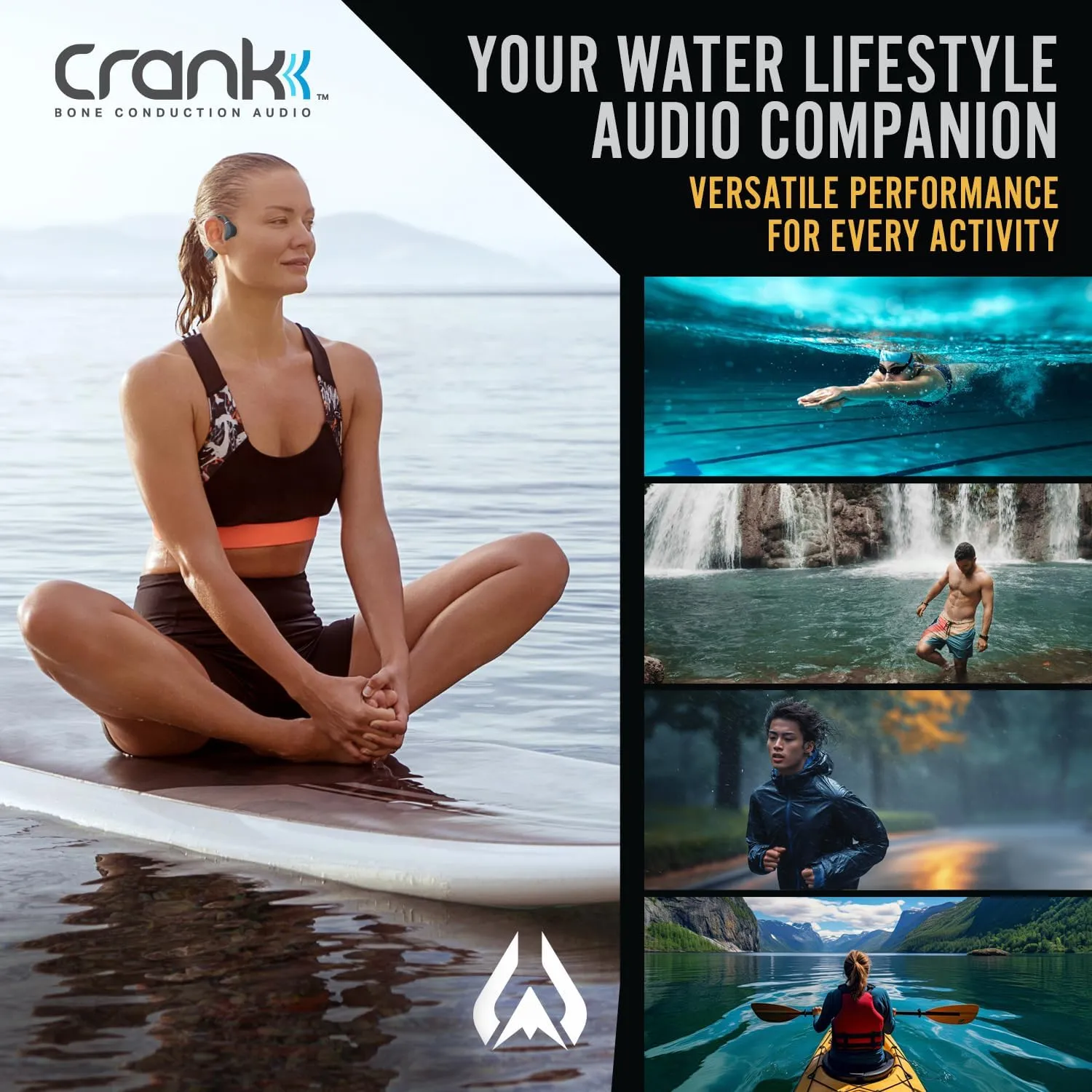 Wildhorn Crank Bone Conduction Swimming Headphones, Bluetooth 5.4, IPX8 Waterproof, Fast Magnetic Charge, MP3 2500 Songs Capacity, No Microphone