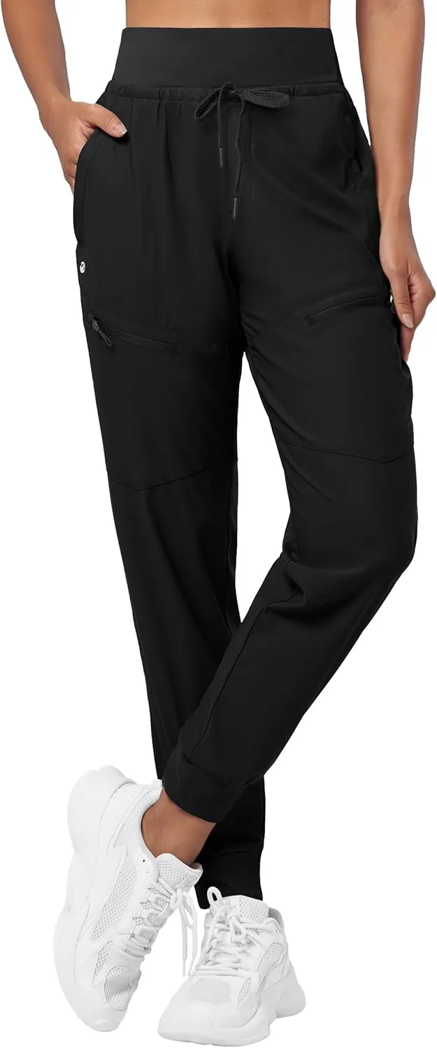 Willit Women's Joggers Lightweight Hiking Pants Quick Dry Travel Athletic Track Pants Zipper Pockets UPF 50 