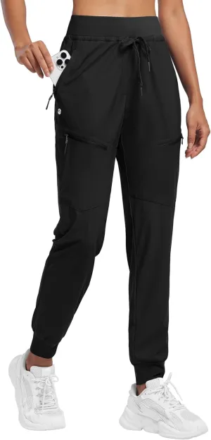 Willit Women's Joggers Lightweight Hiking Pants Quick Dry Travel Athletic Track Pants Zipper Pockets UPF 50 