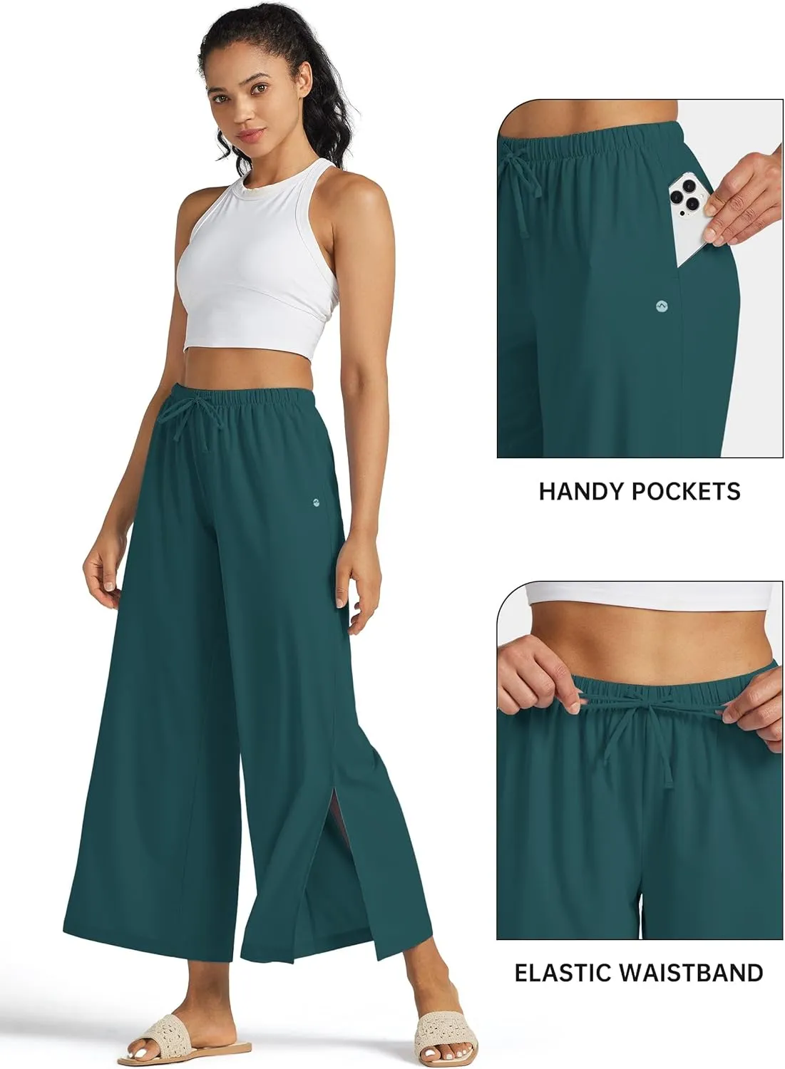 Willit Women's Wide Leg Pants UPF 50  Swim Beach Pants Lightweight Travel Pants Quick Dry Sun Protective