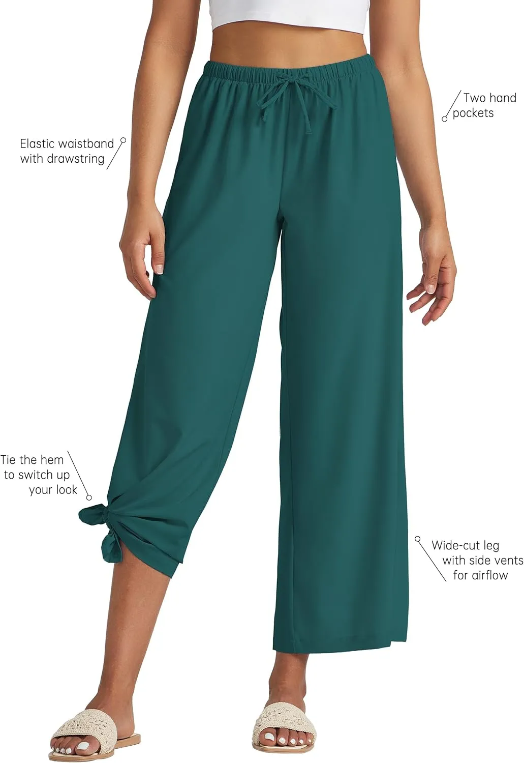 Willit Women's Wide Leg Pants UPF 50  Swim Beach Pants Lightweight Travel Pants Quick Dry Sun Protective