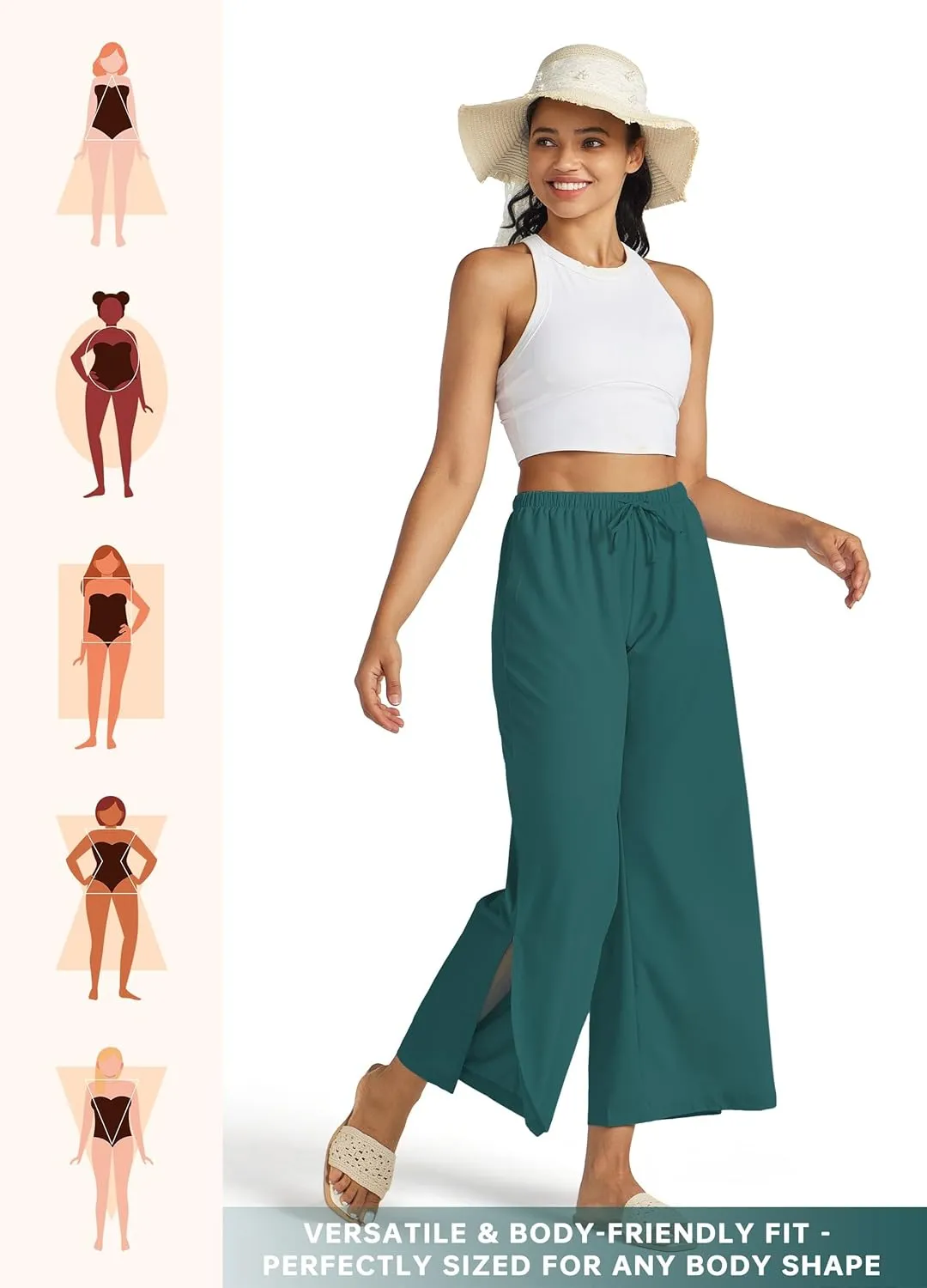 Willit Women's Wide Leg Pants UPF 50  Swim Beach Pants Lightweight Travel Pants Quick Dry Sun Protective