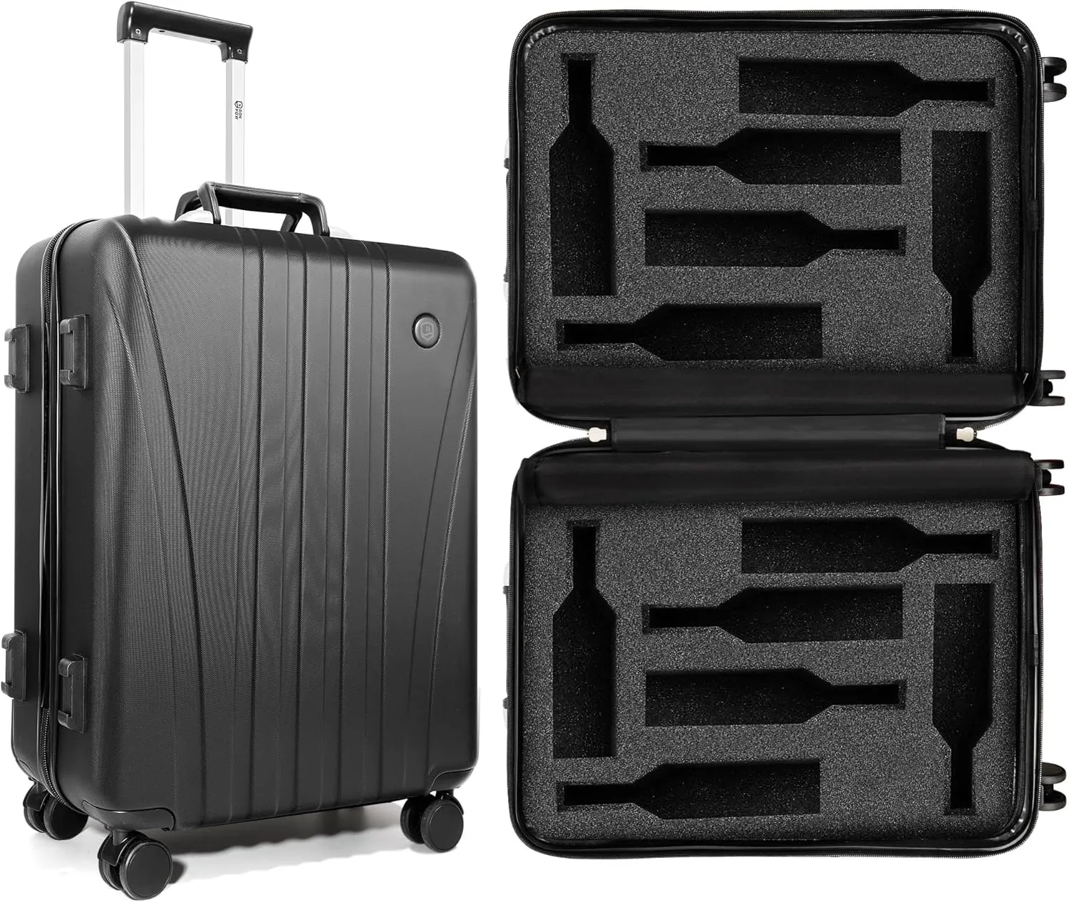 wine travel suitcase for Airplanes 12 Bottle, Holds Standard 750ml Size Red Wines, Wine Luggage for Airplane Travel with TSA Lock, Carry Multiple Wines When, Gift, wine Suitcase Black