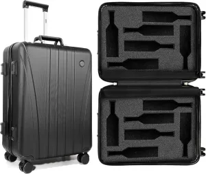 wine travel suitcase for Airplanes 12 Bottle, Holds Standard 750ml Size Red Wines, Wine Luggage for Airplane Travel with TSA Lock, Carry Multiple Wines When, Gift, wine Suitcase Black