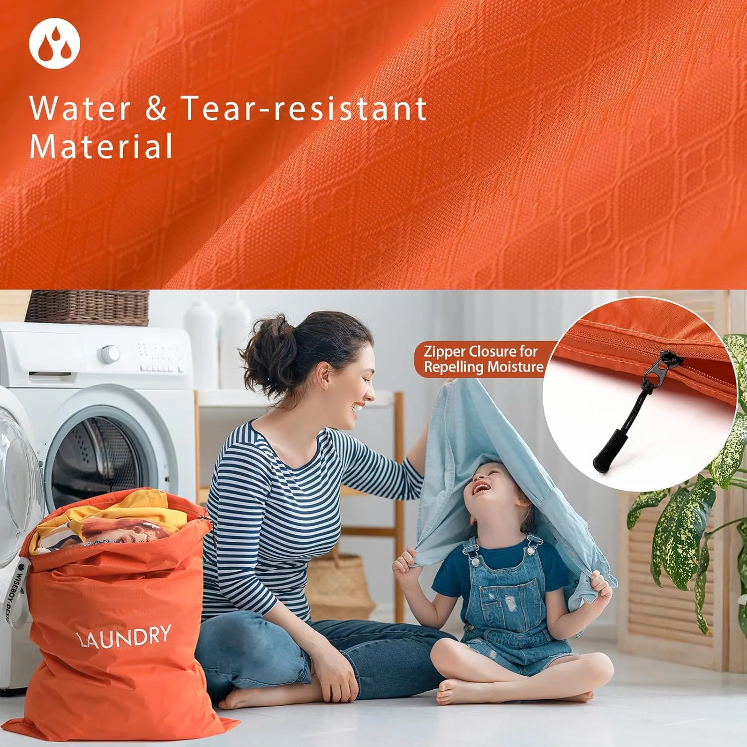 WiseBoy 2 Pack Laundry Bags, Washable Wet Dry Bag, Travel Laundry Bag Dirty Clothes Organizer, Swimming Yoga Bathing Suit Workout Wet Dry Bag - Orange