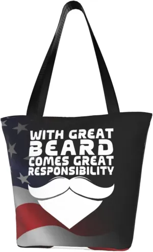 With Great Beard Comes Great Responsibility Fashion Shoulder Bag Large Capacity For Man Or Woman