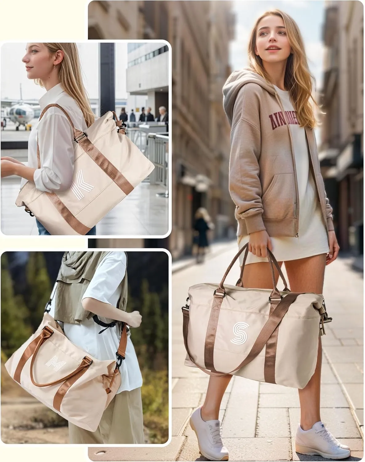 Women Birthday Gifts, Initial Travel Duffel Bag, Personalized Weekender Bag，Monogram Overnight Bag Gift for Grandmother,Birthday Gifts Personalized Gifts Bridesmaid Gifts (Letter N)
