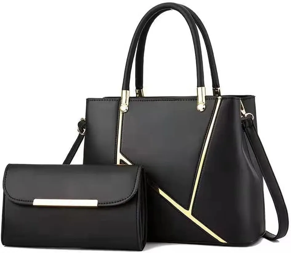Women Handbag Geometric Tote Bag Long Wallet Shoulder Bag Top Handle Handbag Purse 2 Pcs Set