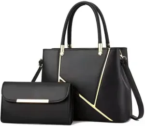 Women Handbag Geometric Tote Bag Long Wallet Shoulder Bag Top Handle Handbag Purse 2 Pcs Set