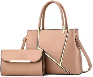 Women Handbag Geometric Tote Bag Long Wallet Shoulder Bag Top Handle Handbag Purse 2 Pcs Set