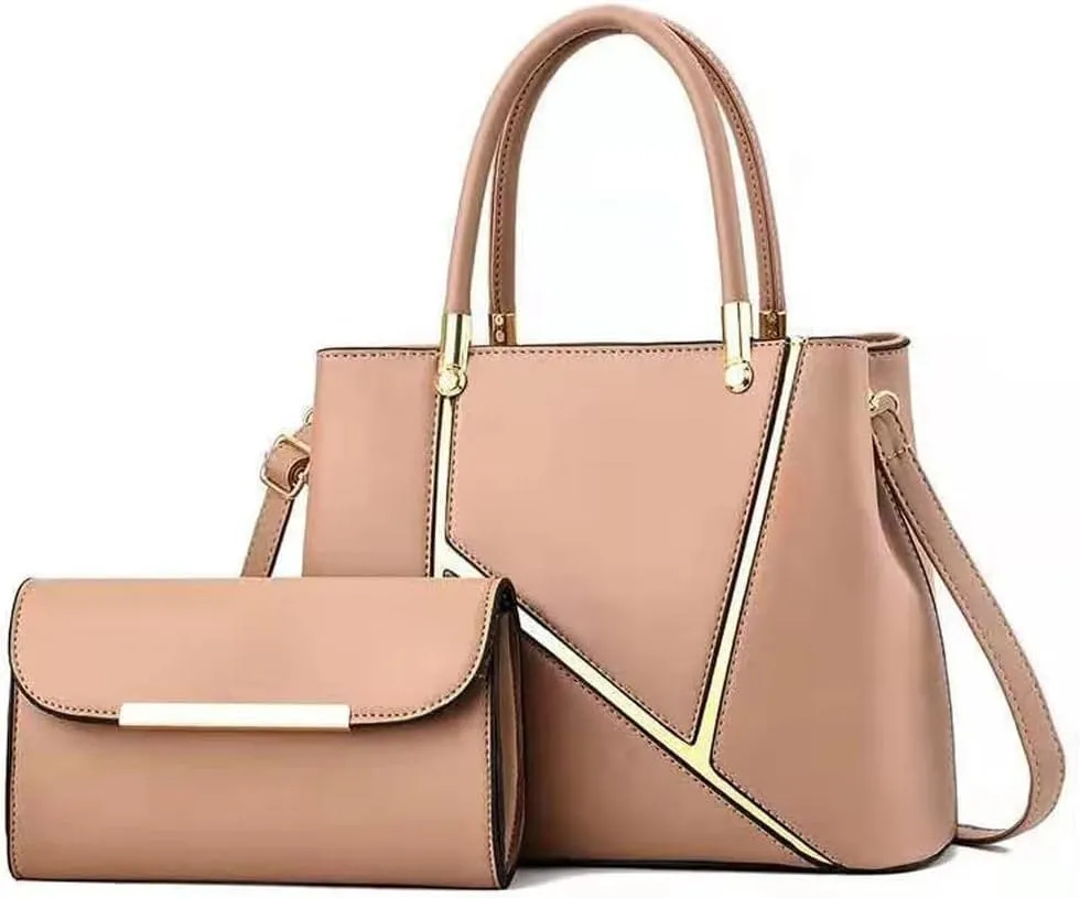 Women Handbag Geometric Tote Bag Long Wallet Shoulder Bag Top Handle Handbag Purse 2 Pcs Set