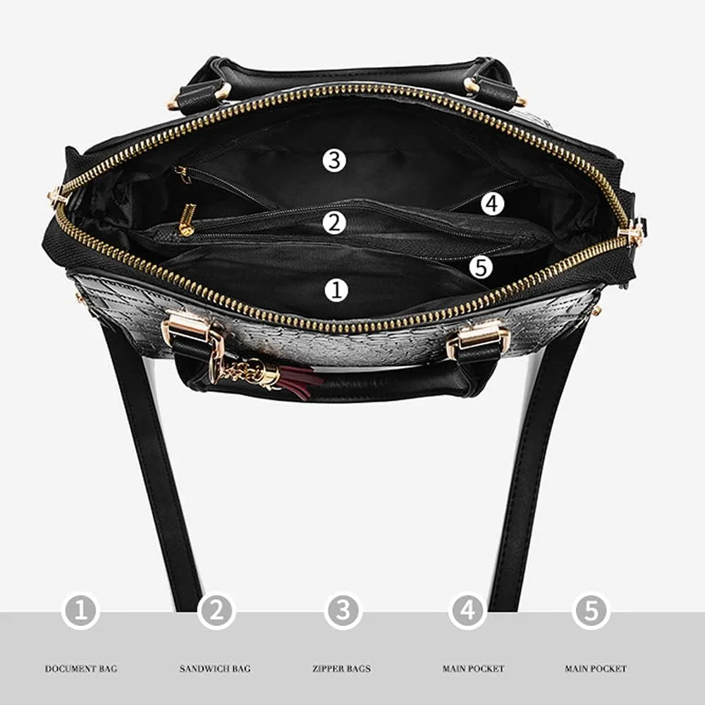 Women Handbag PU Leather Stone Pattern Shoulder Bag Large Capacity Messenger Bag