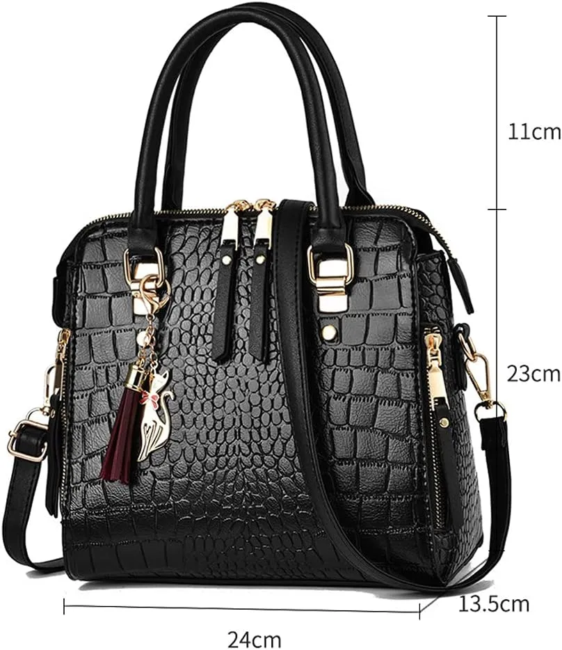 Women Handbag PU Leather Stone Pattern Shoulder Bag Large Capacity Messenger Bag
