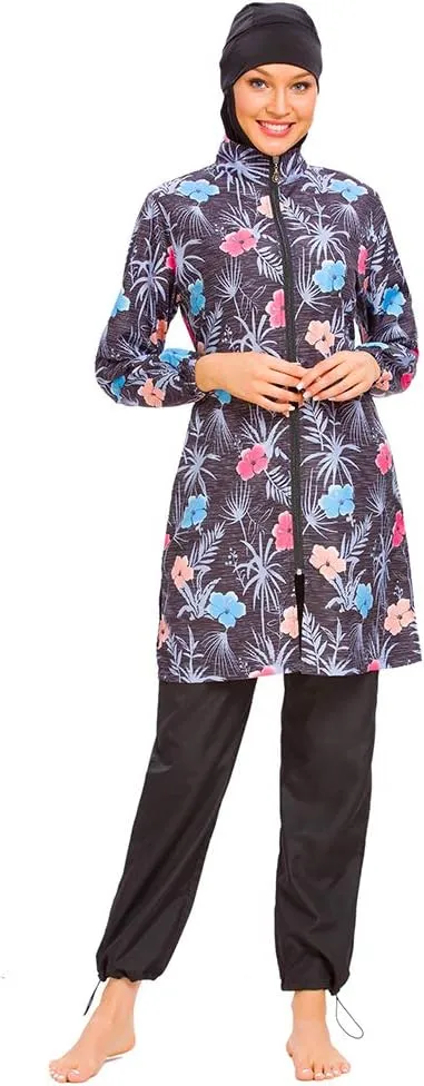 Women Modest Muslim Swimsuit Full Coverage Swimwear Islamic Hijab Ladies Beachwear Swimming Burkini Swim Suit