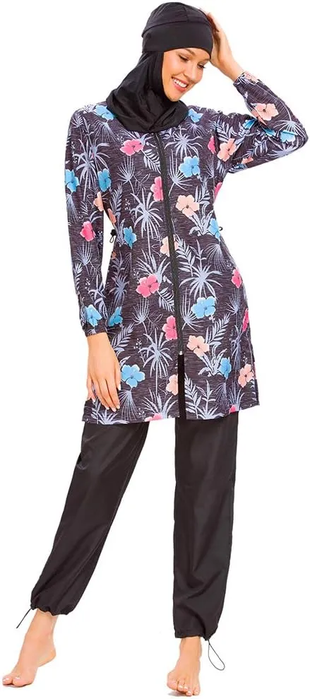 Women Modest Muslim Swimsuit Full Coverage Swimwear Islamic Hijab Ladies Beachwear Swimming Burkini Swim Suit