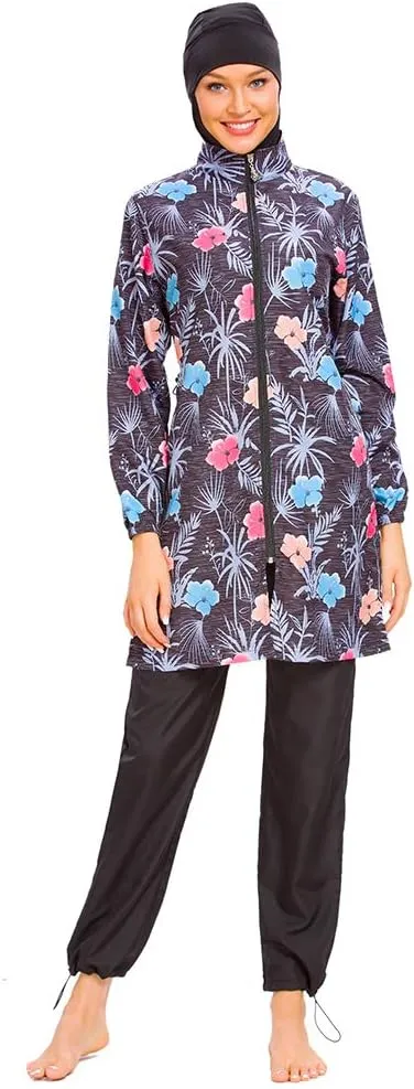 Women Modest Muslim Swimsuit Full Coverage Swimwear Islamic Hijab Ladies Beachwear Swimming Burkini Swim Suit