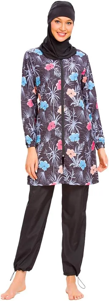 Women Modest Muslim Swimsuit Full Coverage Swimwear Islamic Hijab Ladies Beachwear Swimming Burkini Swim Suit