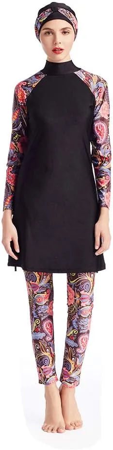 Women Modest Muslim Swimsuit Full Coverage Swimwear Islamic Hijab Ladies Beachwear Swimming Burkini Swim Suit
