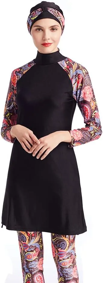 Women Modest Muslim Swimsuit Full Coverage Swimwear Islamic Hijab Ladies Beachwear Swimming Burkini Swim Suit