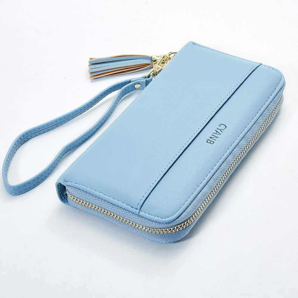 Women Wallets Tassel Bifold Ladies Cluth Wristlet Wrist strap Long Purse