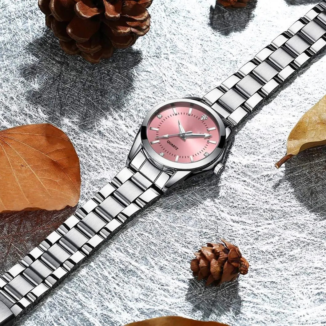 Women Watch Classic Silver Stainless Steel Waterproof Quartz Analog Watch Fashion Ladies Wrist Watches