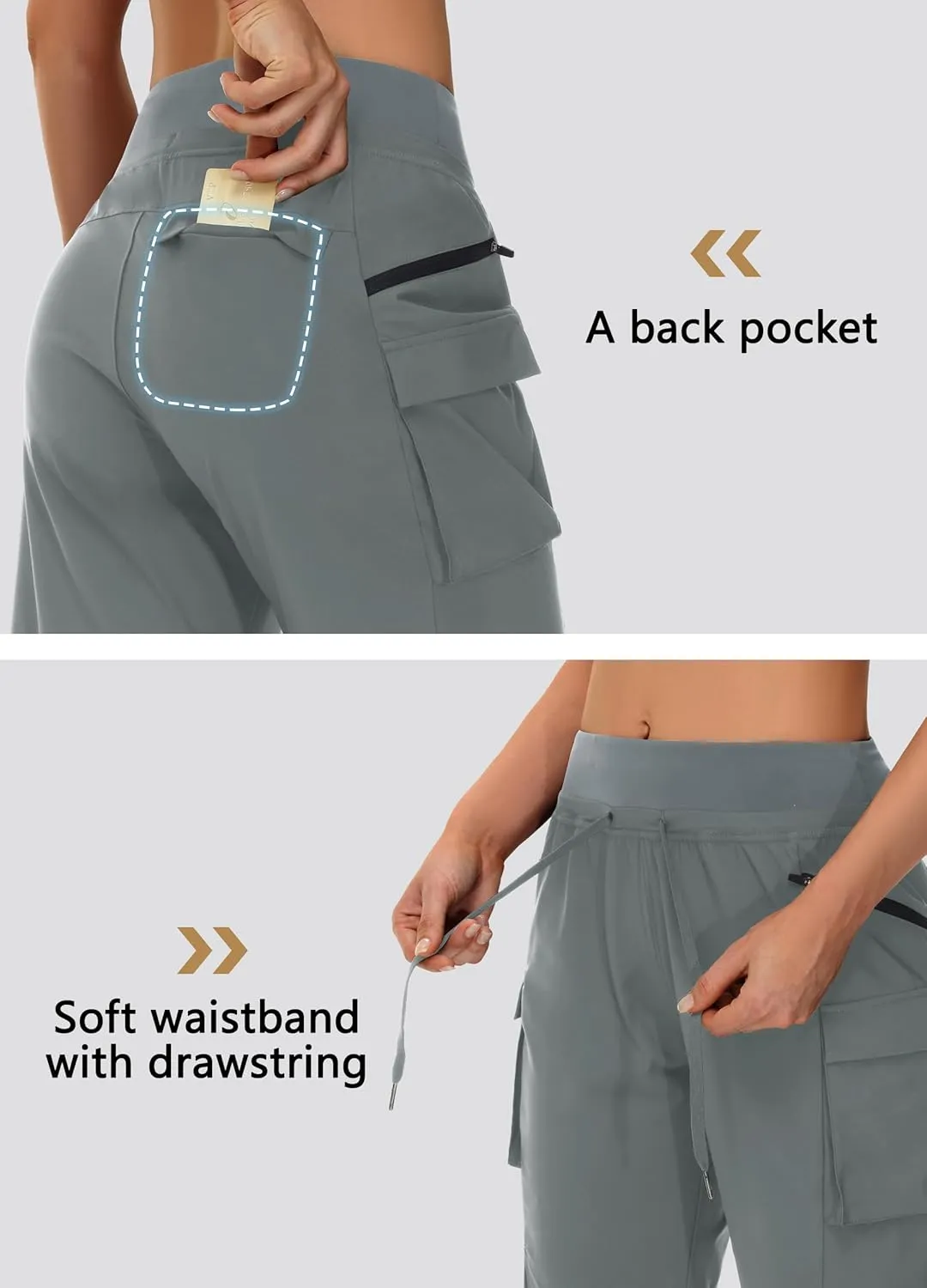 Women's 9" Bermuda Hiking Shorts Knee Length Zipper Pockets Quick Dry Lightweight UPF50 Long Shorts for Summer Travel