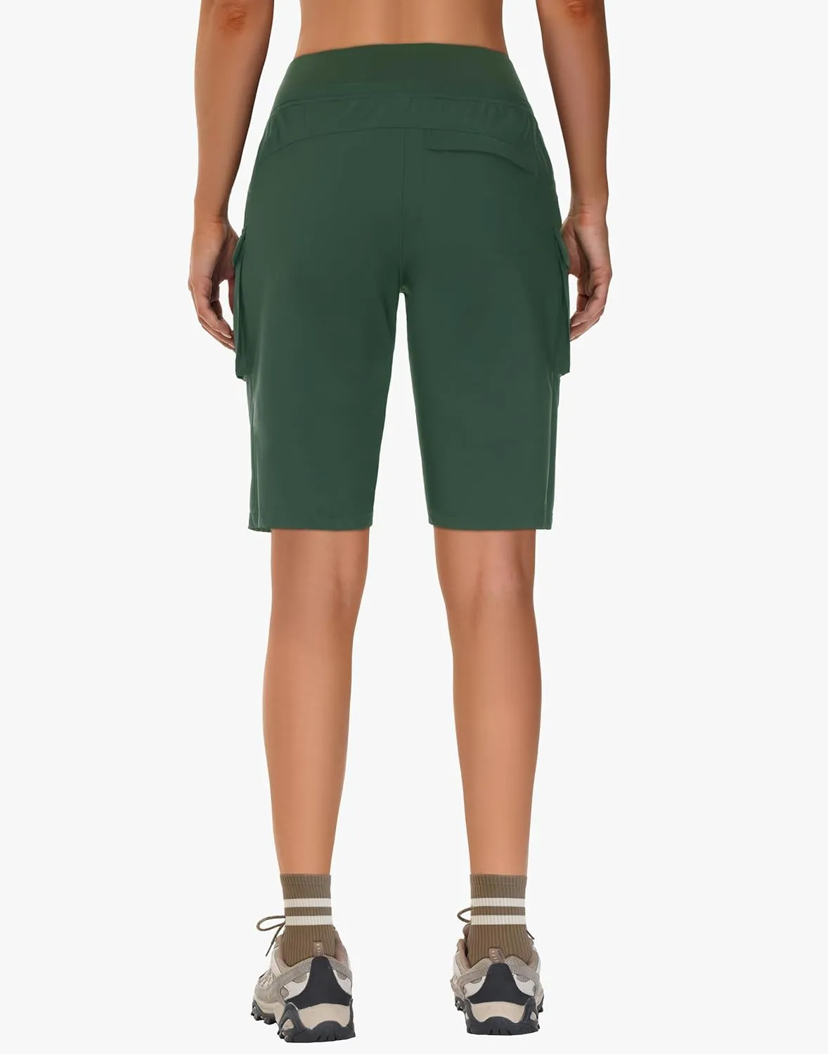 Women's 9" Bermuda Hiking Shorts Knee Length Zipper Pockets Quick Dry Lightweight UPF50 Long Shorts for Summer Travel