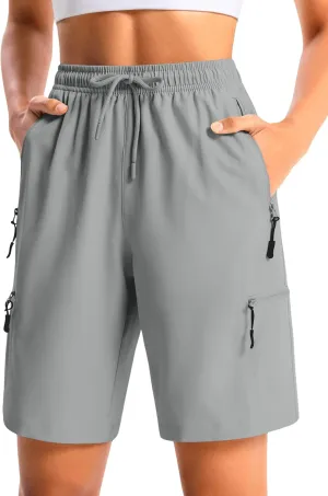 Women's 9" Hiking Shorts Lightweight Stretch Quick Dry Athletic Casual Bermuda Shorts for Women