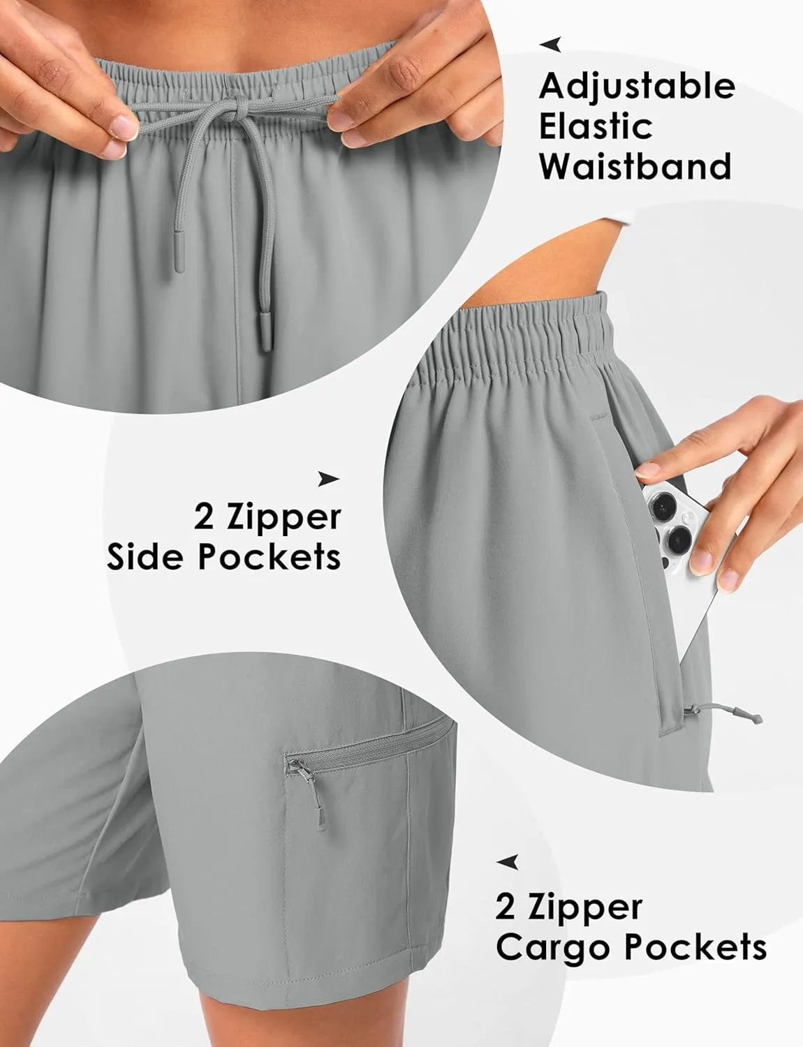 Women's 9" Hiking Shorts Lightweight Stretch Quick Dry Athletic Casual Bermuda Shorts for Women