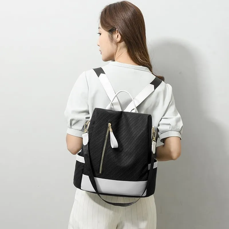 Women's Backpack Casual Daypack Large Capacity College Bookbag Lightweight Fashion Multipurpose Design Handbag Shoulder Bags (Black)