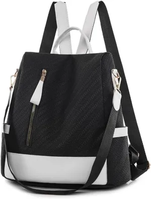 Women's Backpack Casual Daypack Large Capacity College Bookbag Lightweight Fashion Multipurpose Design Handbag Shoulder Bags (Black)