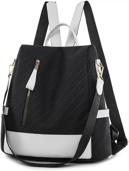 Women's Backpack Casual Daypack Large Capacity College Bookbag Lightweight Fashion Multipurpose Design Handbag Shoulder Bags (Black)