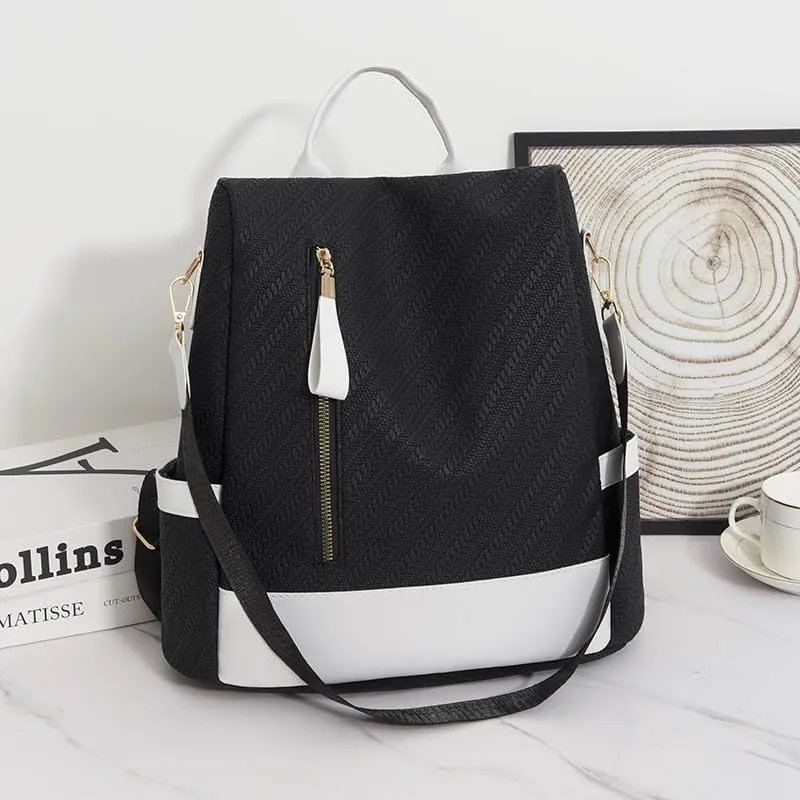 Women's Backpack Casual Daypack Large Capacity College Bookbag Lightweight Fashion Multipurpose Design Handbag Shoulder Bags (Black)
