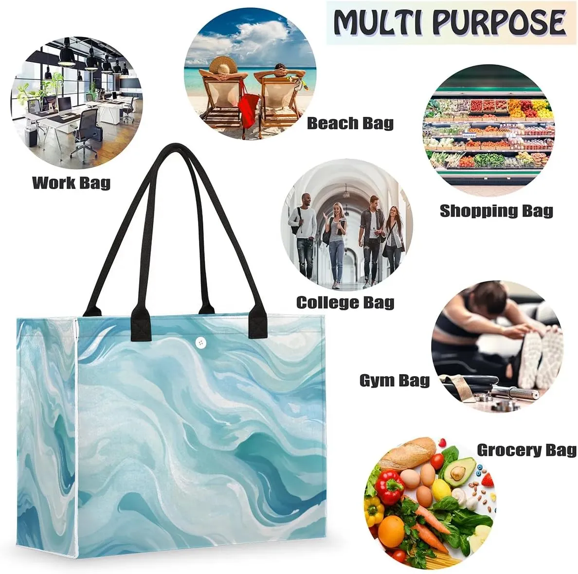 Womens Birthday Gifts Tote Bag Beach Waves Ocean Beach Bags for Women Handbags