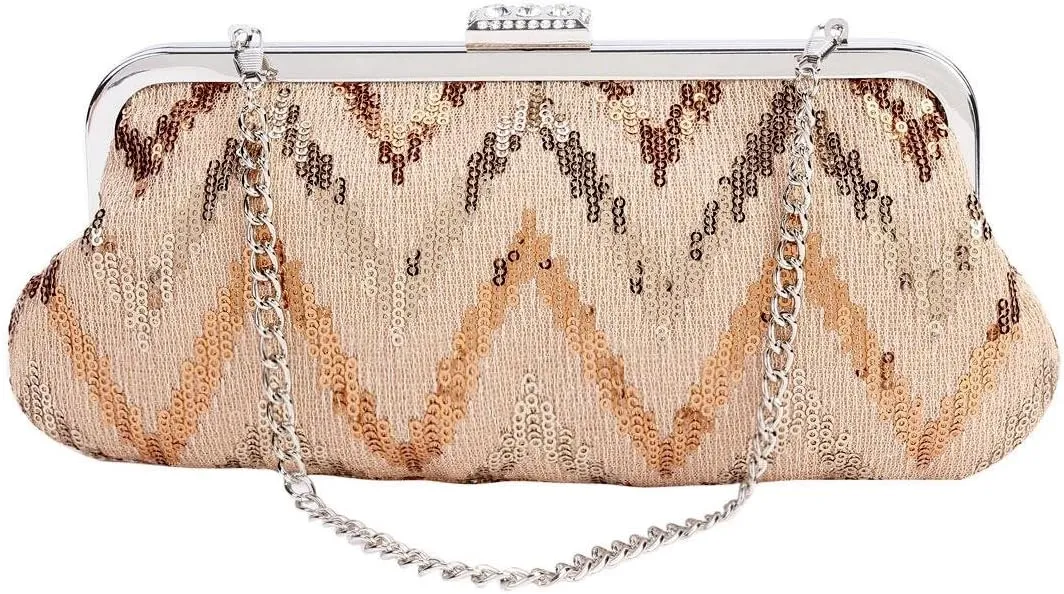 Womens Dazzling Paillette Clutch Evening Bag
