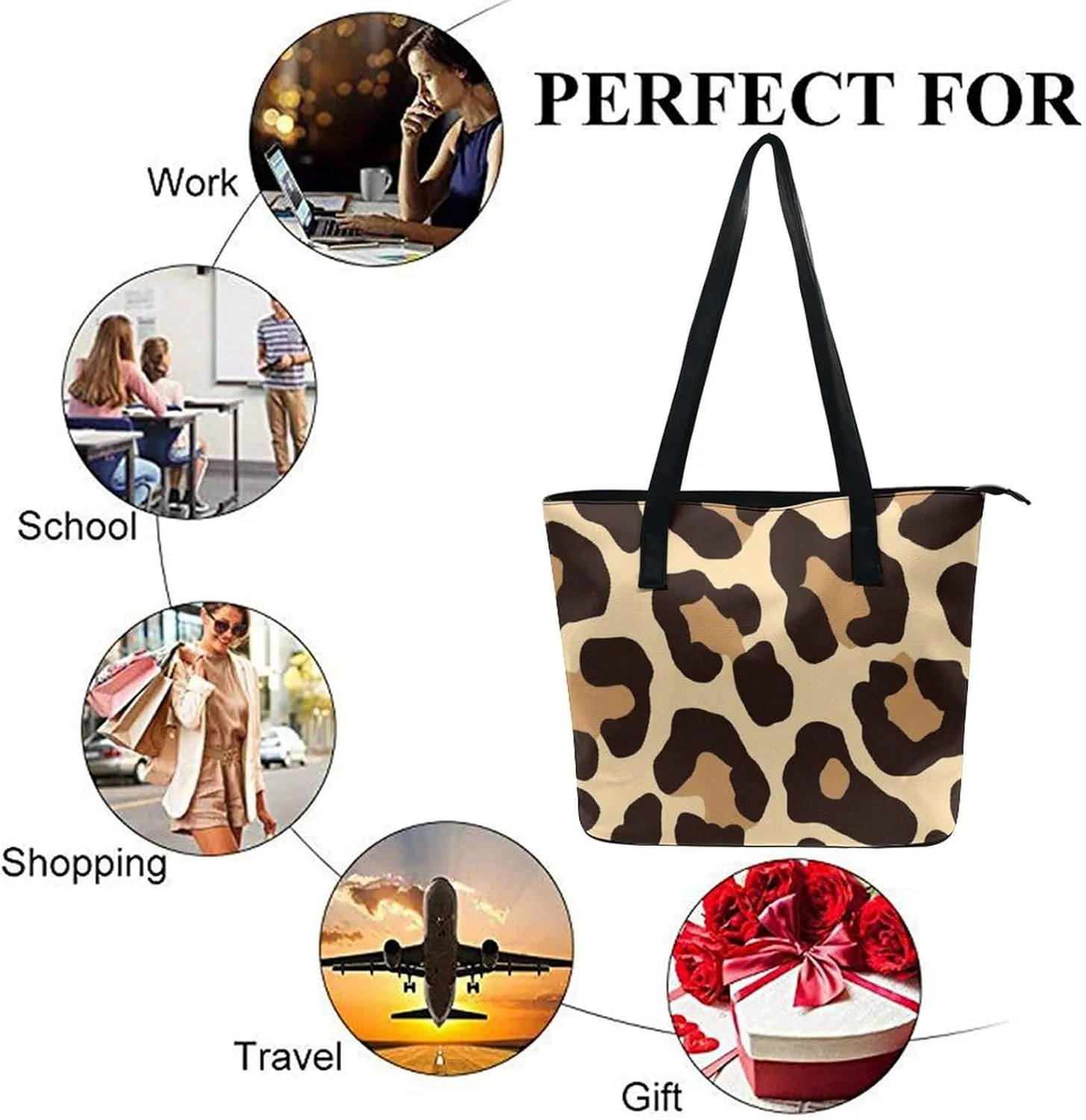 Women's Fashion Tote Bag, Large Capacity Lightweight Handbag, Shopping Bags with Compartment