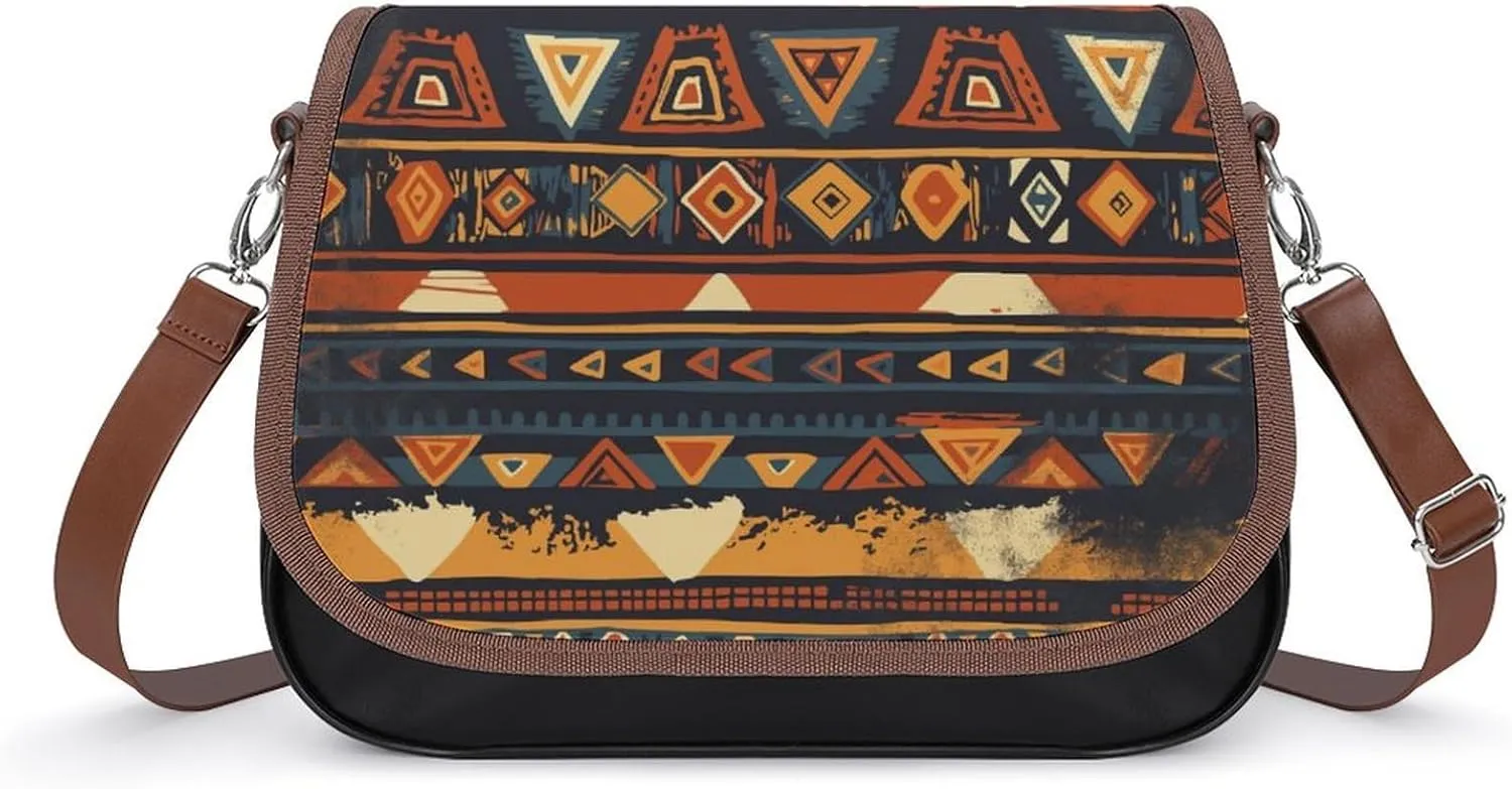 Women's Handbag African Pattern Ethnic And Tribal Motifs Satchel Bag Leather Crossbody Bag Waterproof Messenger Bag