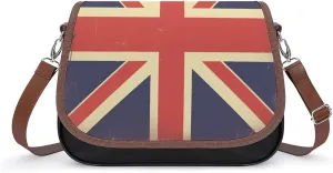 Women's Handbag Vintage Uk Flag Satchel Bag Leather Crossbody Bag Waterproof Messenger Bag