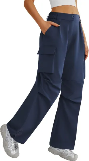 Women’s Hiking Pants Wide Leg Cargo Pants Quick Dry Lightweight Water-Resistant Travel Casual Trousers with 4 Pockets