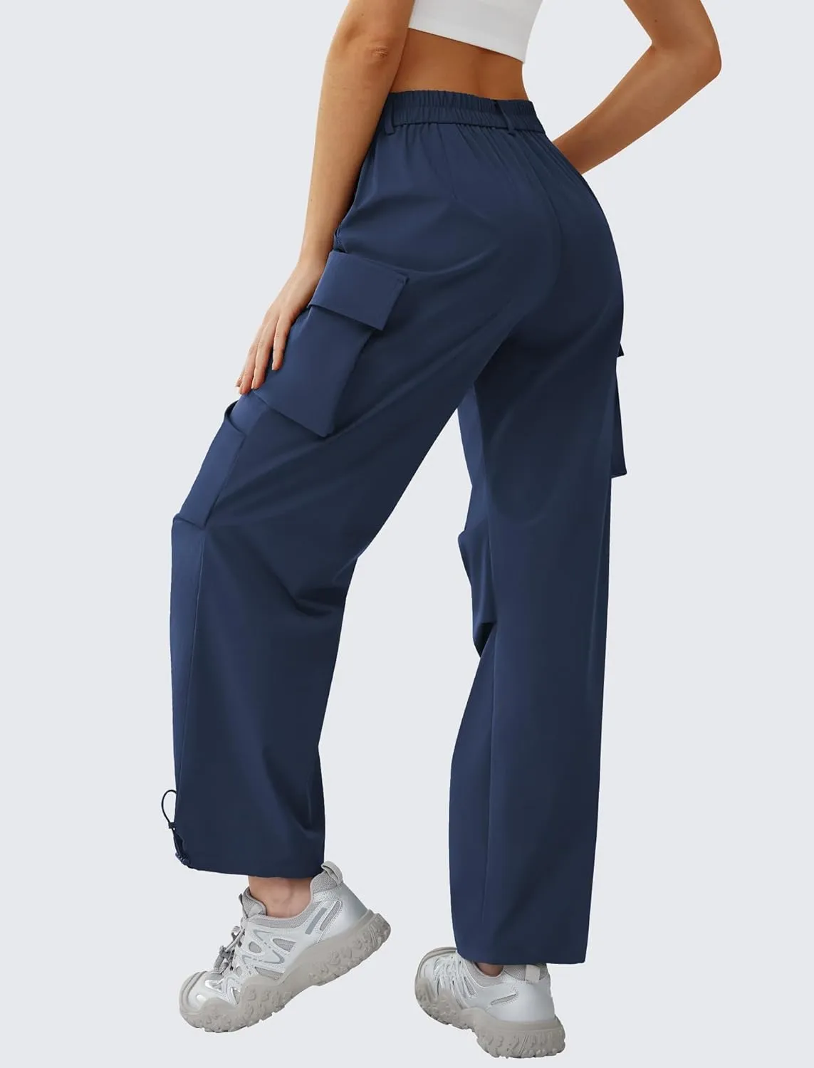 Women’s Hiking Pants Wide Leg Cargo Pants Quick Dry Lightweight Water-Resistant Travel Casual Trousers with 4 Pockets