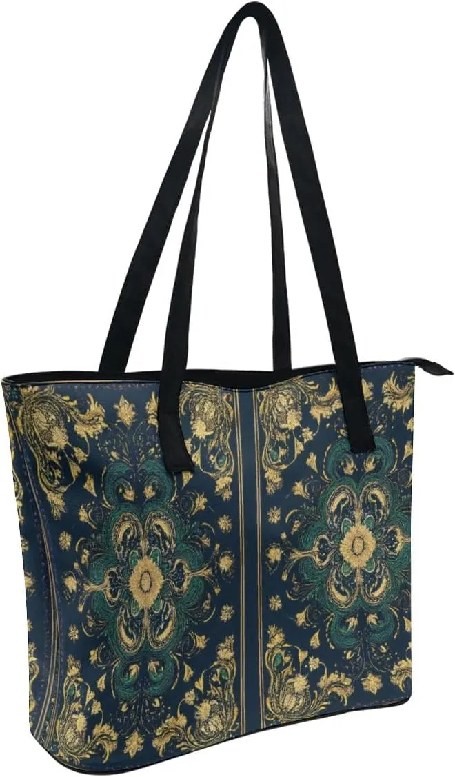 Women's Large Capacity Handbag, Lightweight Compartment and Open Pocket Tote Bag with Zipper for Work