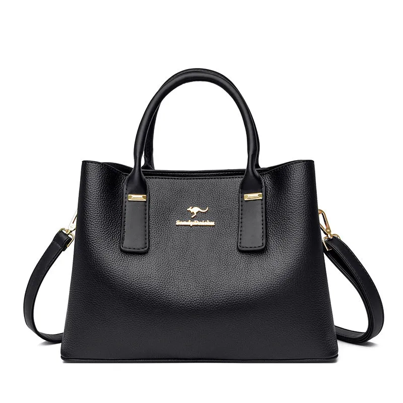 Women's Leather Double Magnetic Buckle Bag