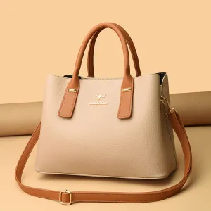 Women's Leather Double Magnetic Buckle Bag