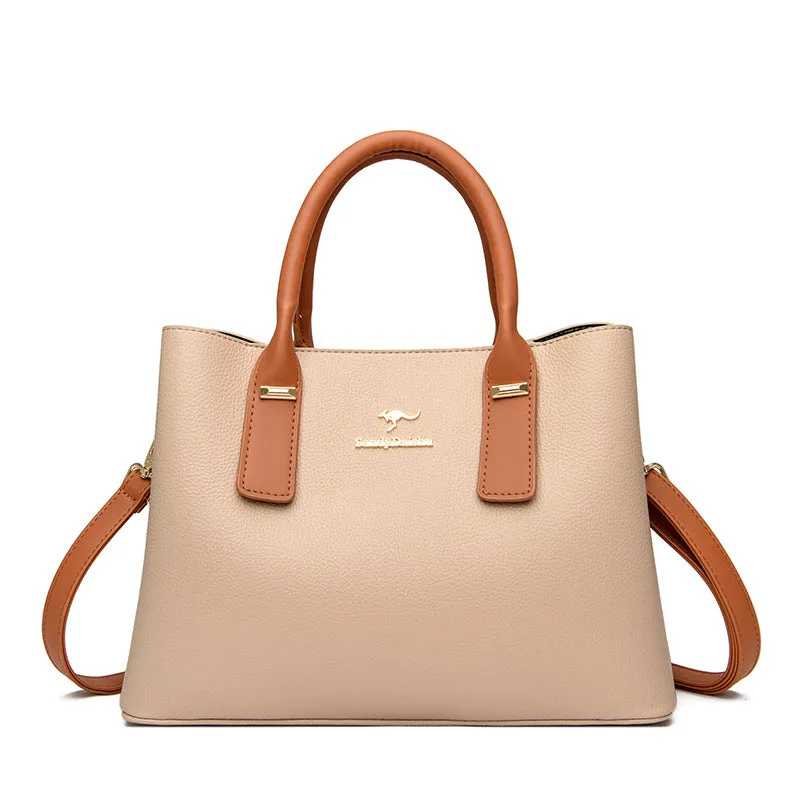 Women's Leather Double Magnetic Buckle Bag