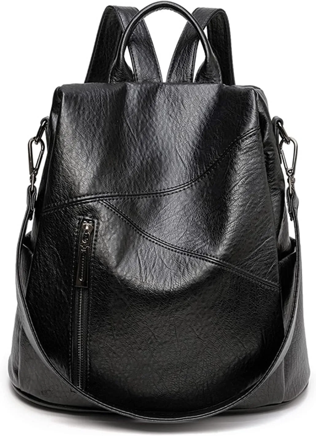 Women's Multipurpose Backpack Purse Soft Fashion PU Leather Travel Bag Ladies Large Handbags and Shoulder Bag Anti-theft College Casual Daypack for Women,Black
