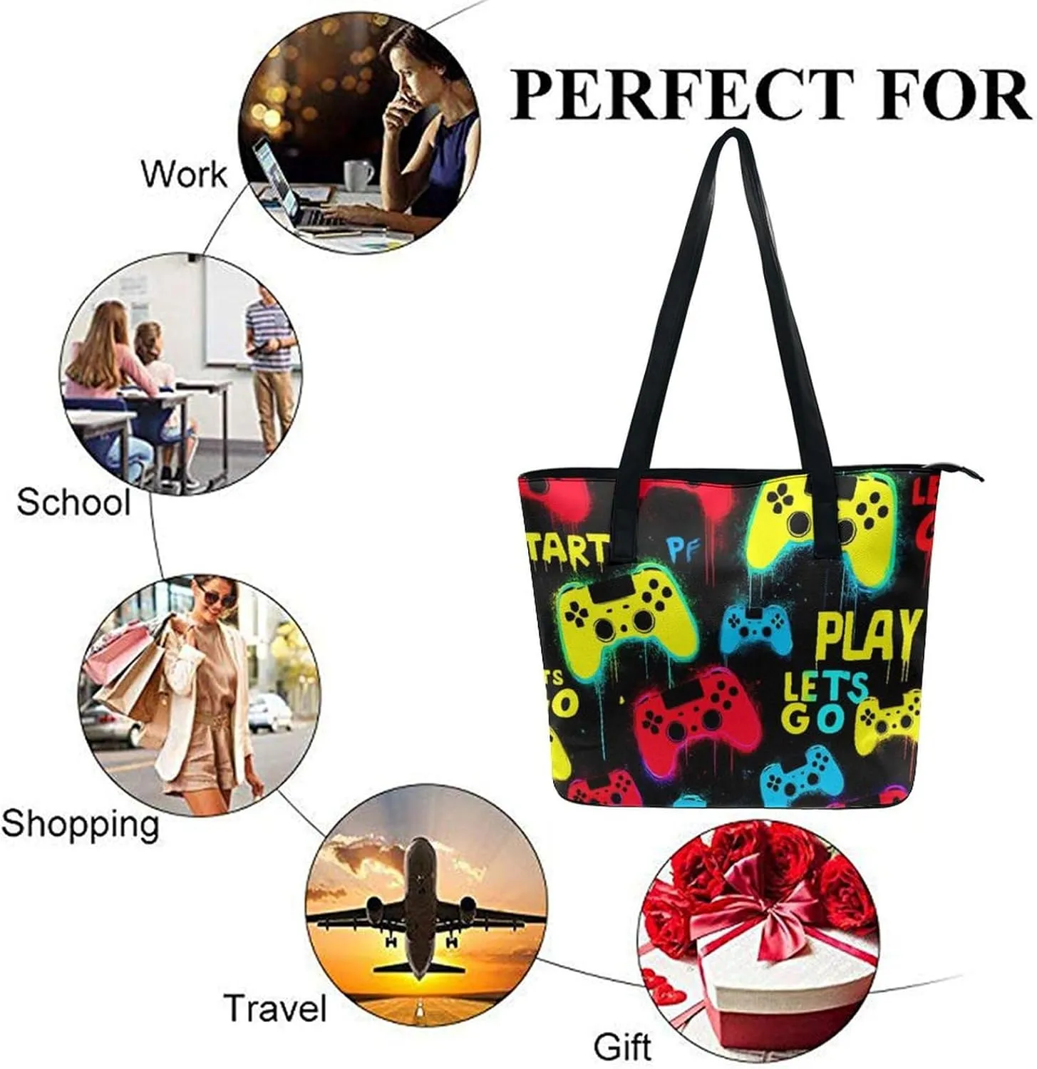 Women's Novelty Shoulder Bag, Lightweight Durable Handbag, Large Capacity Tote Bags for Laptop, Books