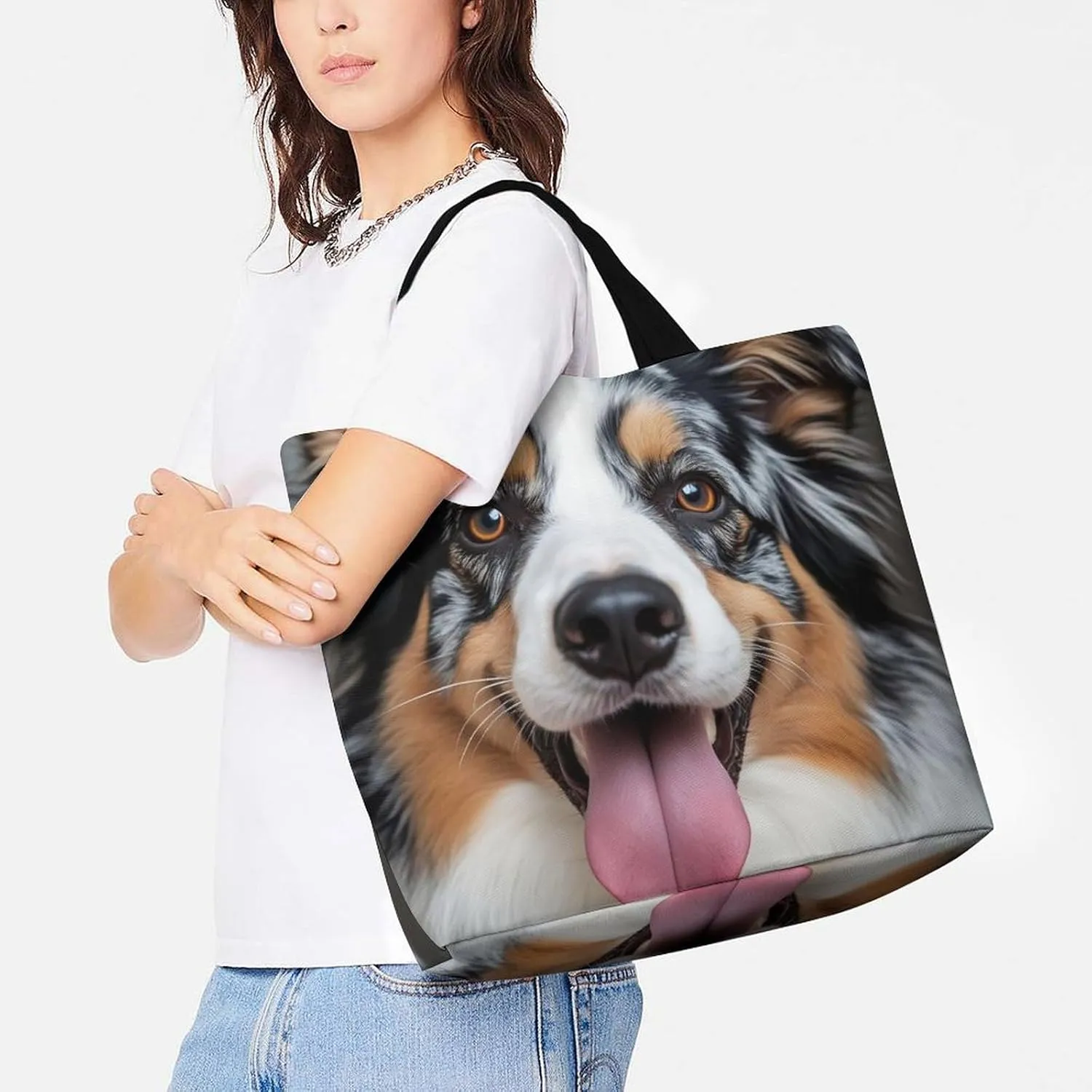 Women's Reusable Tote Bag, Portable Shoulder Handbags Large Capacity Casual Shopping Bags