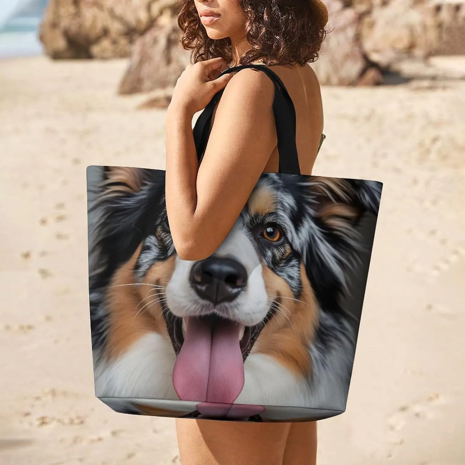 Women's Reusable Tote Bag, Portable Shoulder Handbags Large Capacity Casual Shopping Bags
