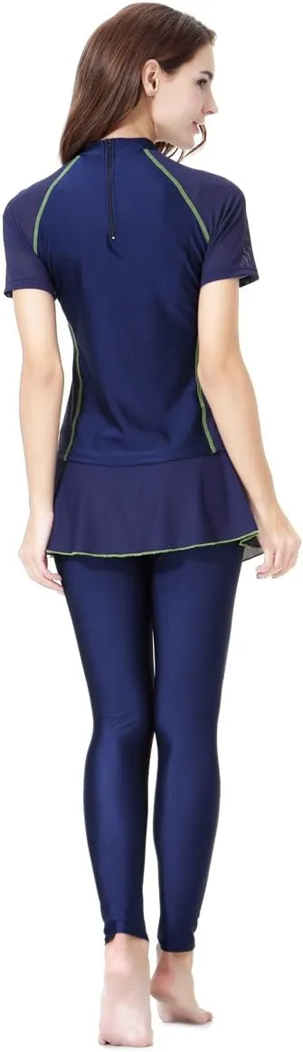 Women's Short Sleeve Flower Muslim Islamic Burkini Modest Swimwear Lady Swimsuit