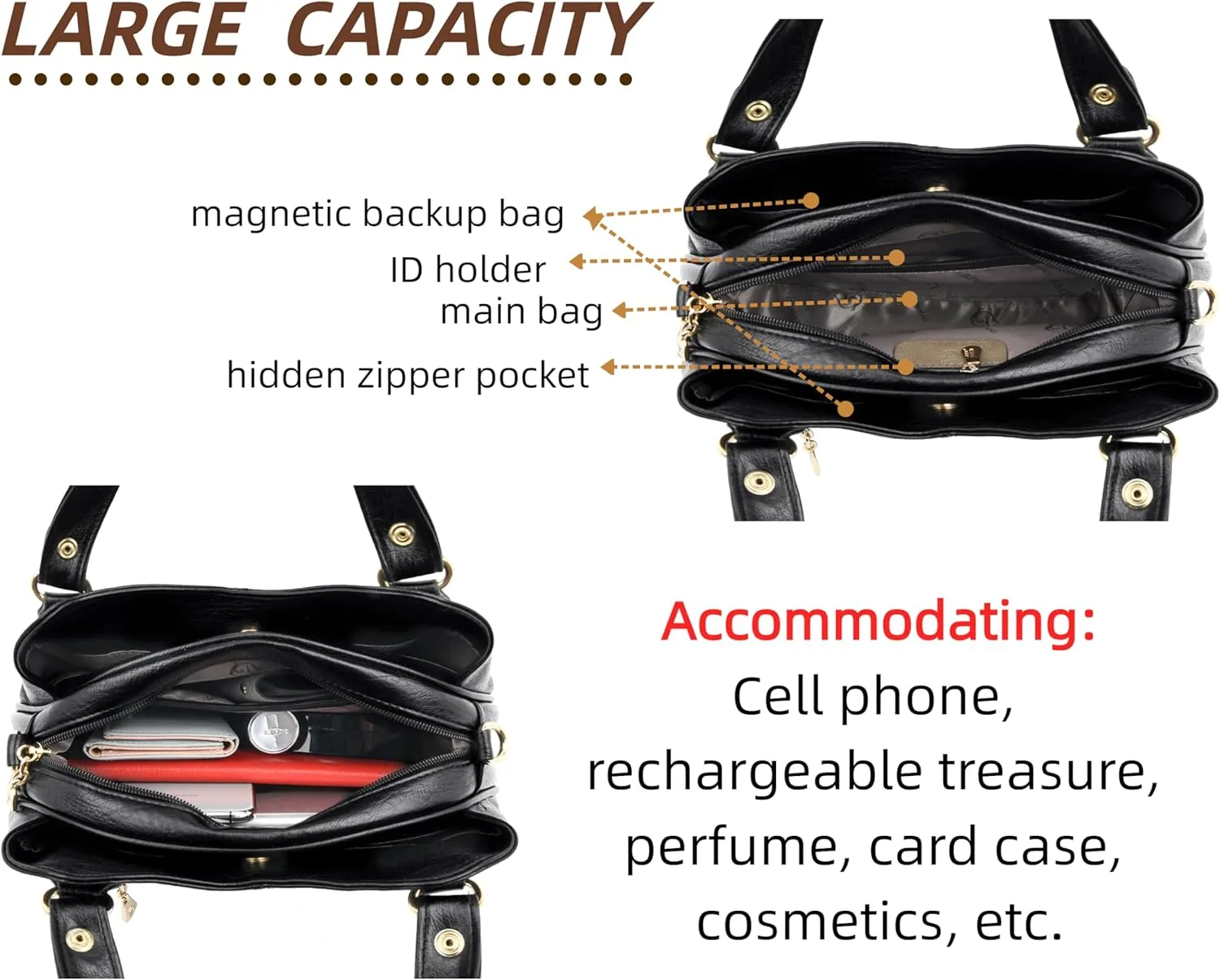 Women's Shoulder Handbags Zipper Closure Crossbody Bags Clutch Tote Purse Trendy Sling Bag For Women